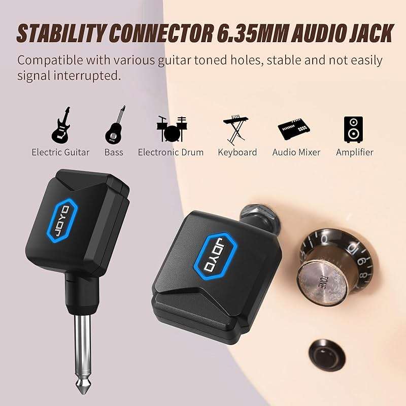 JOYO Wireless Guitar System 5.8GHz Wireless Guitar Transmitter Receiver with Charging Box 4 Signal Channel for Guitarist Bass Electric Instruments (JW-06) - Image 3