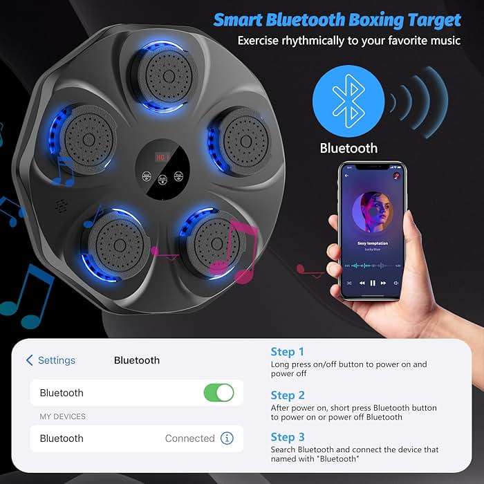 TGLLM Music Boxing Machine, Interactive Punching Trainer with Boxing Gloves, Large Size Wall Mounted Electronic Boxing Target for Adult Kids, 9 Modes & 9 Speeds - Image 4