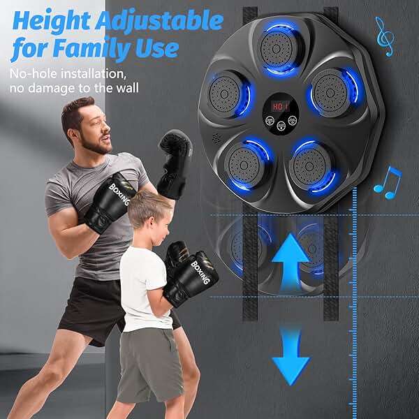 TGLLM Music Boxing Machine, Interactive Punching Trainer with Boxing Gloves, Large Size Wall Mounted Electronic Boxing Target for Adult Kids, 9 Modes & 9 Speeds - Image 6