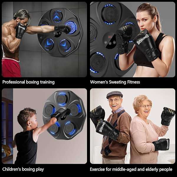 TGLLM Music Boxing Machine, Interactive Punching Trainer with Boxing Gloves, Large Size Wall Mounted Electronic Boxing Target for Adult Kids, 9 Modes & 9 Speeds - Image 8