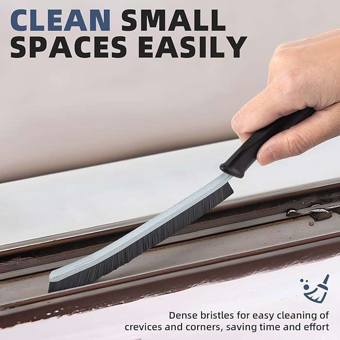 FOOGWEE Hard Bristle Crevice Cleaning Brush - Cleaning Tools for Household Use, Multifunctional Gap Cleaning Supplies for Kitchen, Bathroom, Toilet, Window, Vehicle, Faucets, Grout, Home (Black) - Image 3