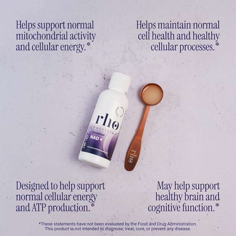 Rho Nutrition Liposomal NAD+ – Liquid Supplement Designed to Help Support Absorption – Active Form of NAD+ Helps Support Normal Cellular Health, Healthy Aging, Energy Metabolism and Overall Vitality - Image 2