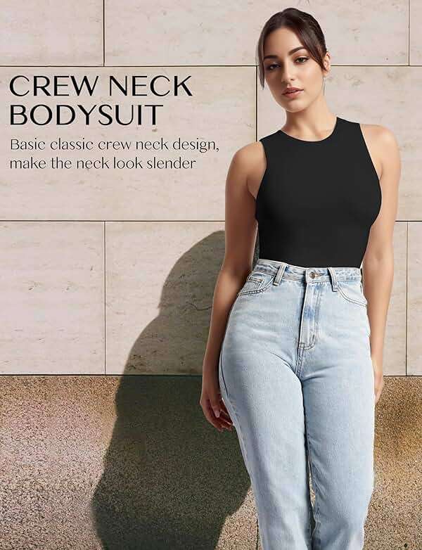 YOGINGO Women's Crew Neck Sleeveless Bodysuits Racerback Halter Tank Top Body Suits for Womens Sexy Going Out Leotards - Image 3