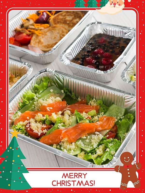 NEEBAKE 50 Pack 8x6 Disposable Aluminum Pans with Lids Aluminum-Foil-Pans-Tin-Foil-Baking-Pans-Tin-Trays-Food-To-Go-Containers-for-Meal-Prep-Cooking-Roasting-Heating-Takeout - Image 7