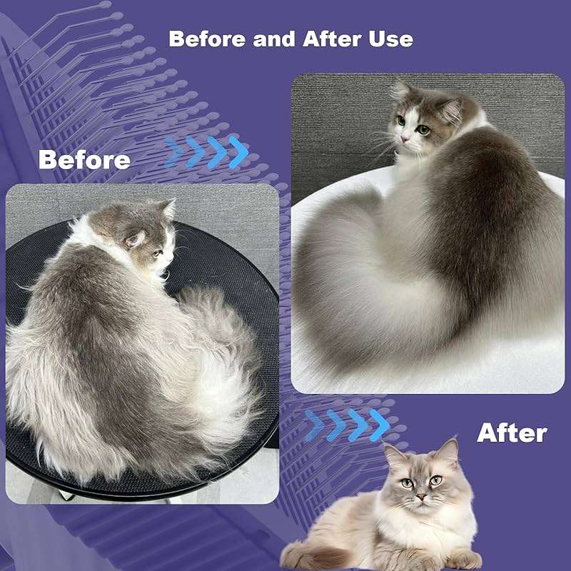 Garstor Cat brush, Cat Brush for Long or Short Haired Cats, Remove Loose Fur and Mats, Rounded Pins Reduces Painful Pulling, Not for Tangle and Curly Fur, Dark Blue - Image 6