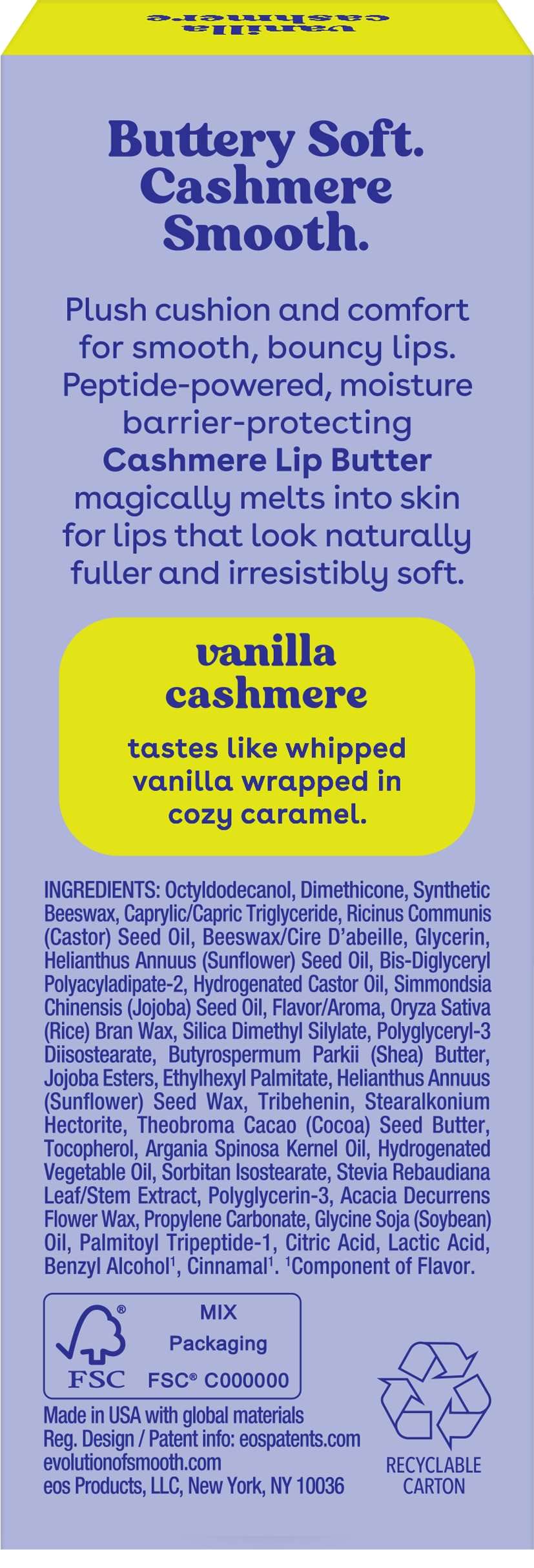 eos Vanilla Lip Butter - Plumping Peptides, Smoothing Formula, Shea Butter, Lip Mask, Lip Moisturizer, Soft Lips, 0.35 fl oz - Image 10