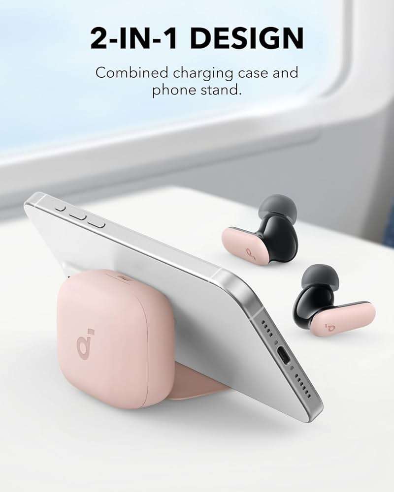 Soundcore P30i by Anker Noise Cancelling Earbuds, Strong and Smart Noise Cancelling, Powerful Bass, 45H Playtime, 2-in-1 Case and Phone Stand, IP54, Wireless Earbuds, Bluetooth 5.4 (Pink) - Image 2