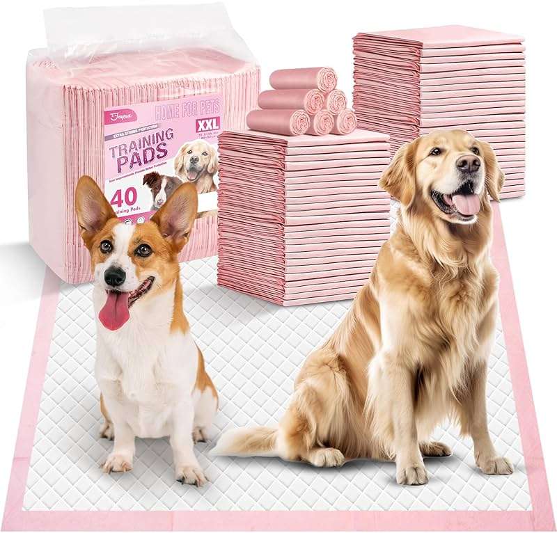 Joyeux Extra Large Puppy Pads, Super Absorbent, Ultra Leak-Proof, Quick Dry - 31.5" x 35.4" Pee Pads for Dogs - Dog Pads for Potty Training, 40 Count, Unscented, Pink, XXL - Image 1