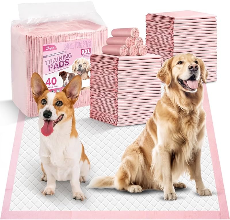 Joyeux Extra Large Puppy Pads, Super Absorbent, Ultra Leak-Proof, Quick Dry - 31.5" x 35.4" Pee Pads for Dogs - Dog Pads for Potty Training, 40 Count, Unscented, Pink, XXL - Product Image