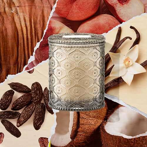 LA JOLIE MUSE Island Coconut Scented Candle – Coconut, Peach & Vanilla | 6oz Luxury Soy Candle | 40 Hours Clean Burn| Gift-Ready for Hosts & Gatherings | Elegant Home Décor - Image 2