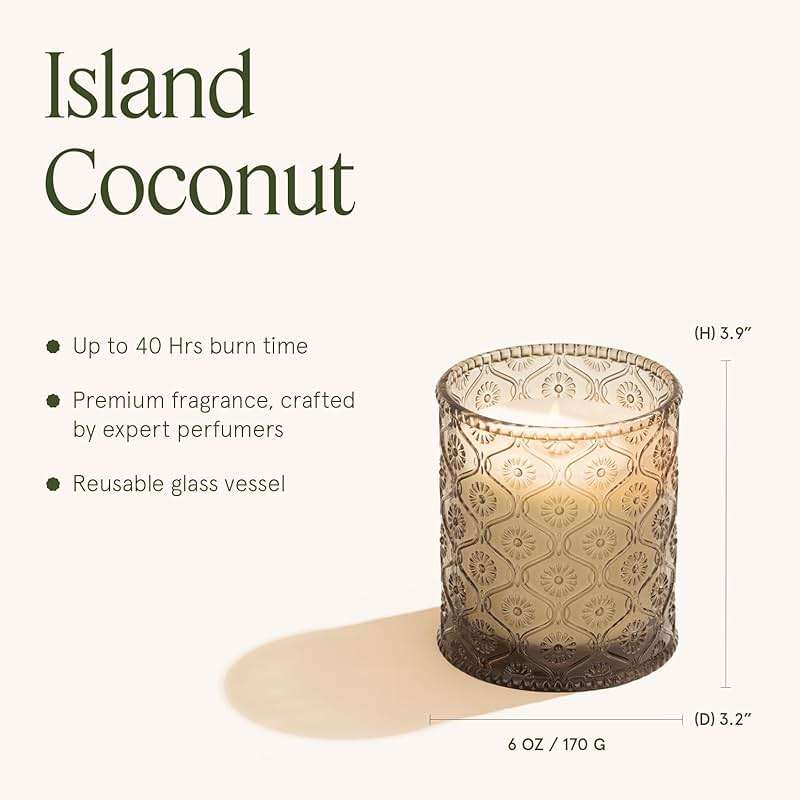 LA JOLIE MUSE Island Coconut Scented Candle – Coconut, Peach & Vanilla | 6oz Luxury Soy Candle | 40 Hours Clean Burn| Gift-Ready for Hosts & Gatherings | Elegant Home Décor - Image 5