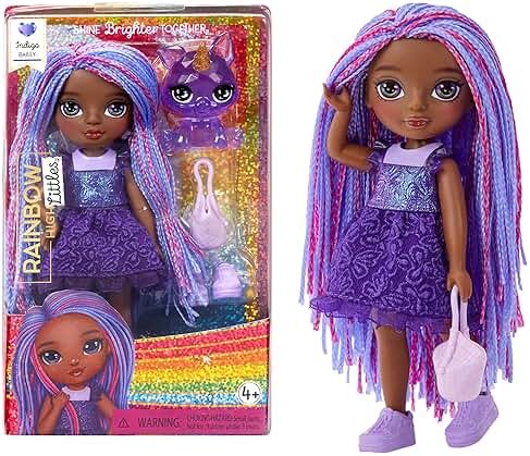 Rainbow High Littles – Indigo Bailey, Purple 5.5" Posable Small Doll with Purse, Magical Pet Fox, Girls Toy Gift, Kids Ages 4-12 Years - Product Image