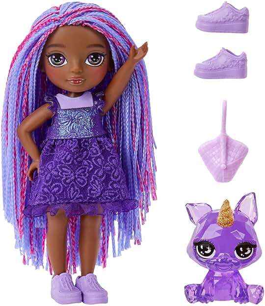 Rainbow High Littles – Indigo Bailey, Purple 5.5" Posable Small Doll with Purse, Magical Pet Fox, Girls Toy Gift, Kids Ages 4-12 Years - Image 3