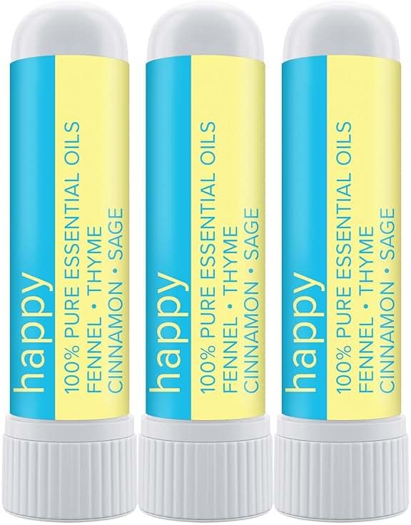 MOXE Happy Nasal Stick | Stress-Free + Calming Relief | Uplift Aromatherapy Essential Oil Blend 100% Pure & Undiluted | for Feelings of Positivity and Gratitude | Nasal Inhaler Made in USA (3 Pack) - Product Image