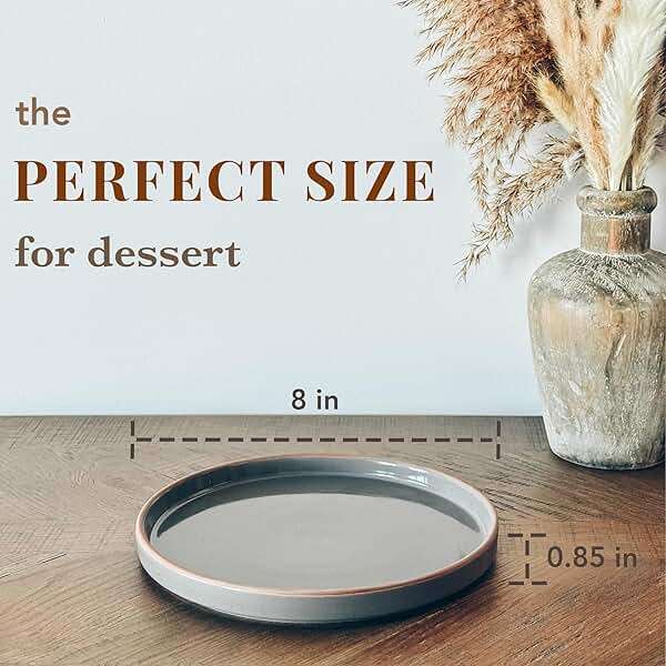 Mora Ceramic Flat Plates Set of 6-8 in - The Dessert, Salad, Appetizer, Small Lunch, etc Plate. Microwave, Oven, and Dishwasher Safe, Scratch Resistant. Kitchen Porcelain Dish - Neutrals - Image 3