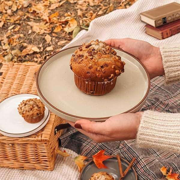 Mora Ceramic Flat Plates Set of 6-8 in - The Dessert, Salad, Appetizer, Small Lunch, etc Plate. Microwave, Oven, and Dishwasher Safe, Scratch Resistant. Kitchen Porcelain Dish - Neutrals - Image 6