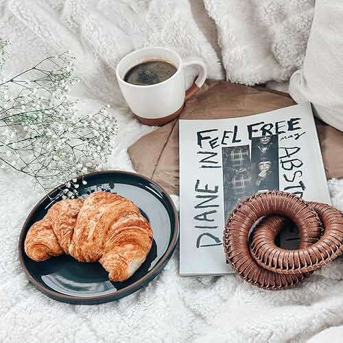 Mora Ceramic Flat Plates Set of 6-8 in - The Dessert, Salad, Appetizer, Small Lunch, etc Plate. Microwave, Oven, and Dishwasher Safe, Scratch Resistant. Kitchen Porcelain Dish - Neutrals - Image 7