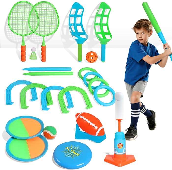 Outdoor Toys for Kids Ages 4-8, 8-in-1 Backyard Games Set with Multiple Sports Activities, Outdoor Family Play for Boys and Girls, Ideal for Parties, Camping & Birthday Gifts - Image 1