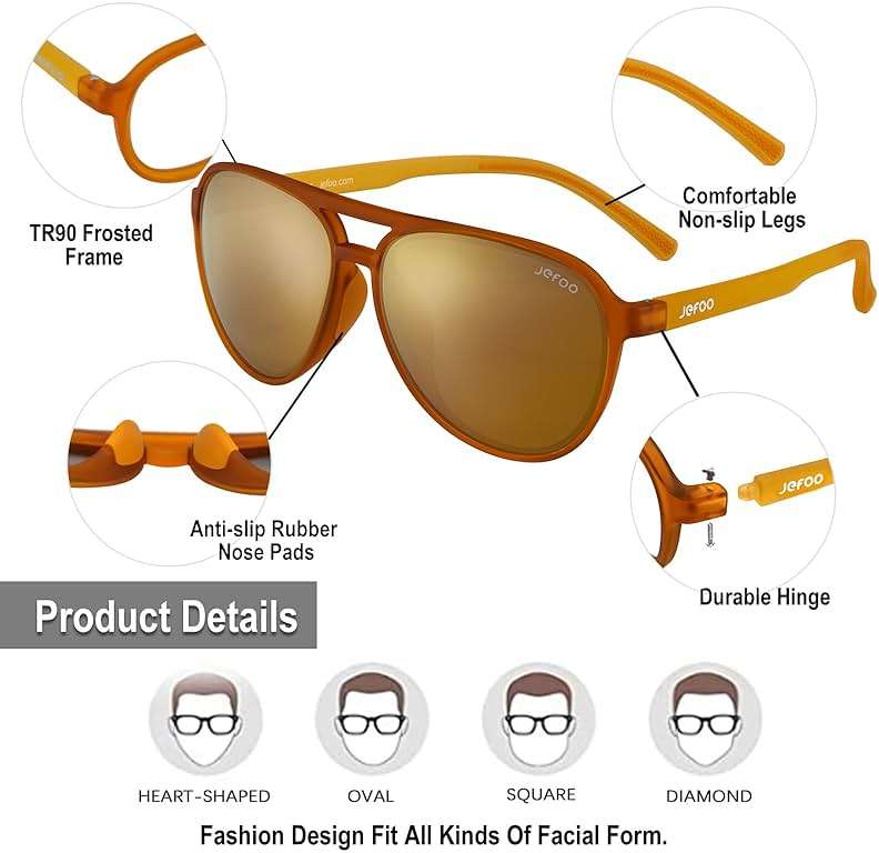 Jefoo Polarized Aviator Sunglasses for Women Men Retro Trendy Sports Sunglasses for Outdoor UV400 Protection - Image 5