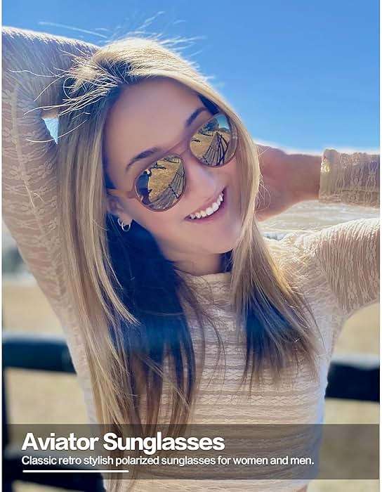 Jefoo Polarized Aviator Sunglasses for Women Men Retro Trendy Sports Sunglasses for Outdoor UV400 Protection - Image 7