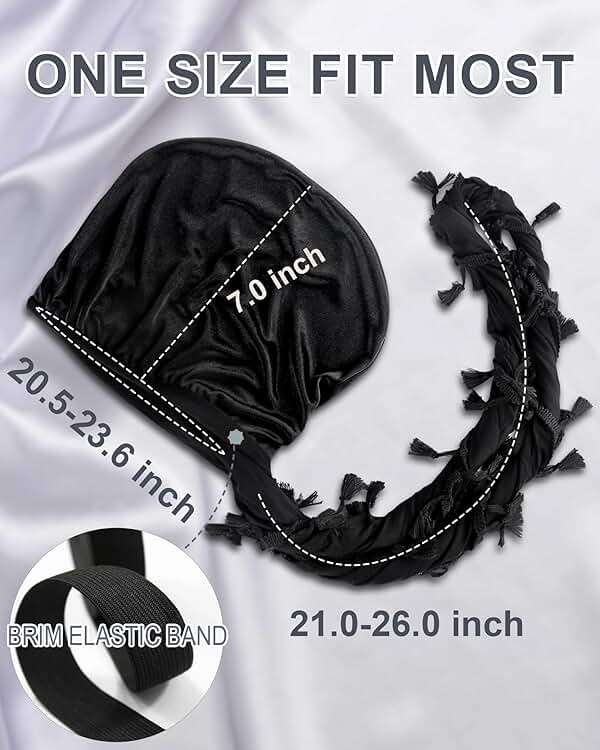 Babalet Halo Turban for Men Women Satin Lined Durag Head Wraps Skull Cap Pre-Tied Tassels Braid Beanie Vintage Twist Bonnet - Image 3