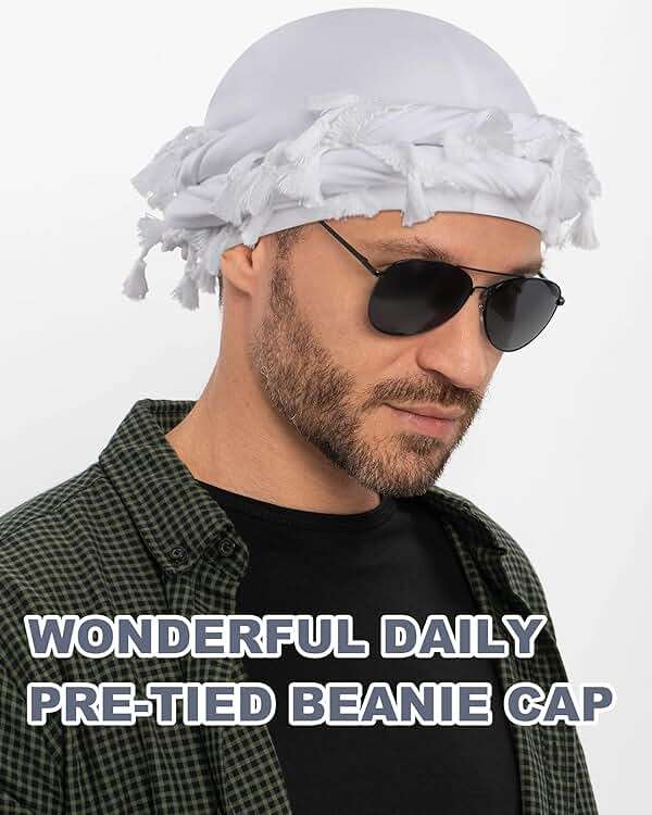 Babalet Halo Turban for Men Women Satin Lined Durag Head Wraps Skull Cap Pre-Tied Tassels Braid Beanie Vintage Twist Bonnet - Image 9