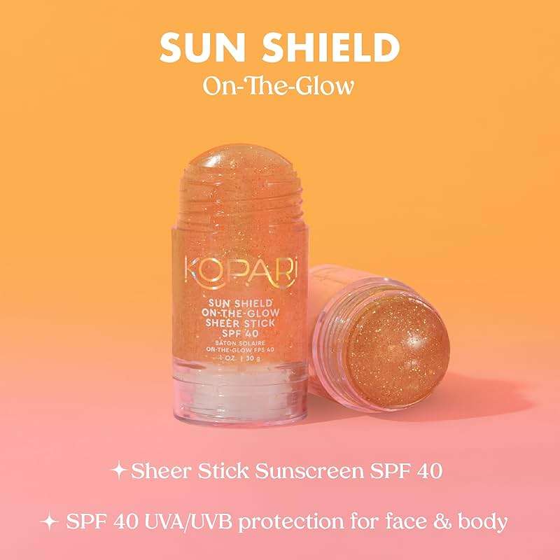Kopari Sun Shield On-The-Glow Sheer Sunscreen Stick SPF 40, Sweat and Water Resistant Roll On Sunscreen For Face and Body with Vitamin E and Bisobolol, 1oz - Image 2