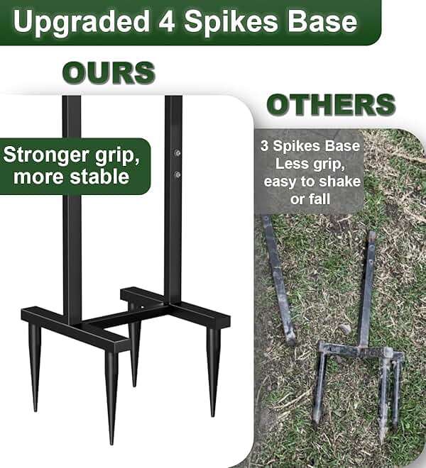 Garbuildman Garden Hose Holder With 4 Spikes, Freestanding Metal Hose Stand for Outdoor Garden, Detachable Hose Storage Rack for Lawn & Yard, Volcano Black - Image 2