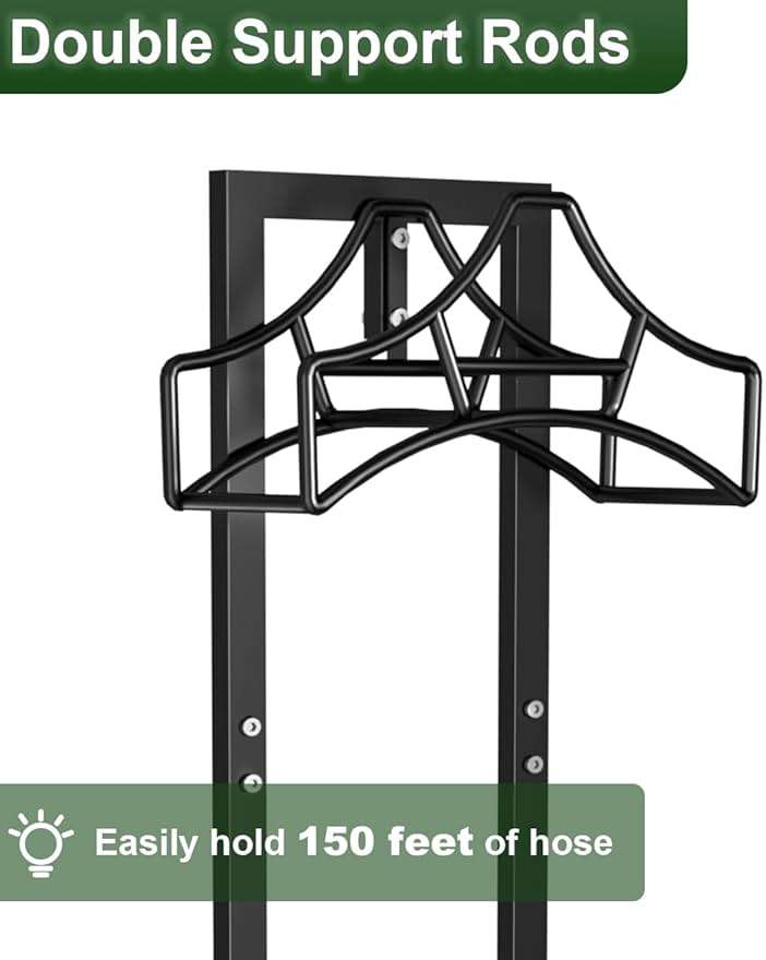 Garbuildman Garden Hose Holder With 4 Spikes, Freestanding Metal Hose Stand for Outdoor Garden, Detachable Hose Storage Rack for Lawn & Yard, Volcano Black - Image 6