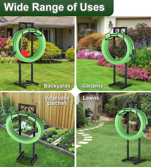 Garbuildman Garden Hose Holder With 4 Spikes, Freestanding Metal Hose Stand for Outdoor Garden, Detachable Hose Storage Rack for Lawn & Yard, Volcano Black - Image 7