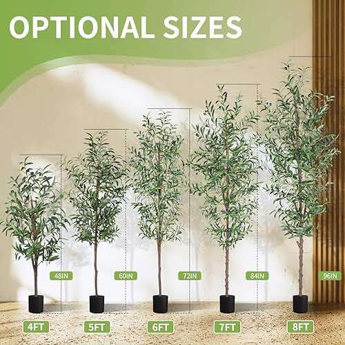 CETRD Artificial Olive Tree, 6FT Tall Faux Olive Trees 72in Outdoor Fake Potted Silk Plant with Trunk and Realistic 648 Leaves and 24 Fruits for Modern Office Home Decor Indoor(1pack) - Image 4