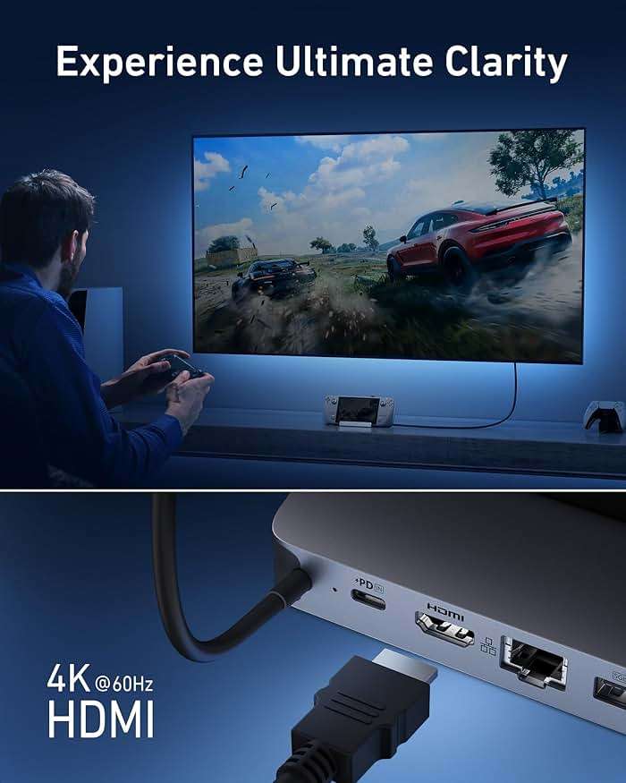 Anker Steam Deck Dock, Docking Station for Steam Deck (OLED)/ROG Ally/Legion Go, 6-in-1 USB C Hub with HDMI 4K@60Hz, 1Gbps Ethernet, 2 USB-A and 1 USB-C Port, 90W Fast Charging (Not for Rog Ally X) - Image 3