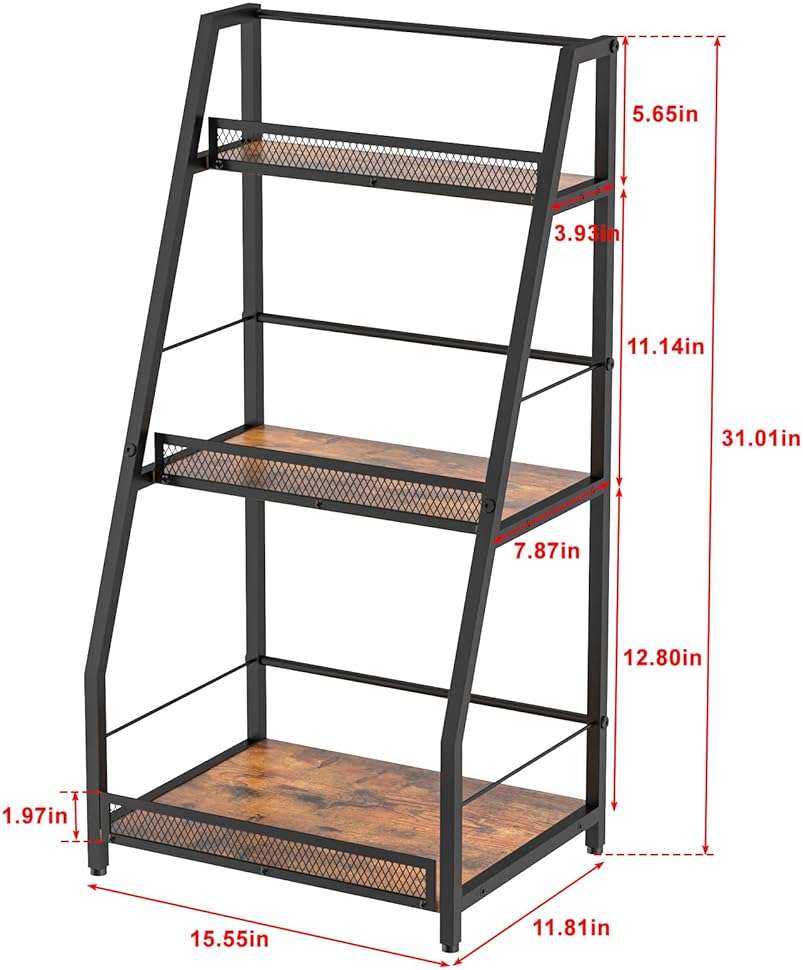 3-Tier Liquor Stand for Home Bar, Stepped Wine Rack Freestanding Floor for Liquor Whiskey Wine, Versatile Corner Wine Bottle Display Stand with Fences, Vintage Brown, Safe Height for Kids & Pets - Image 3