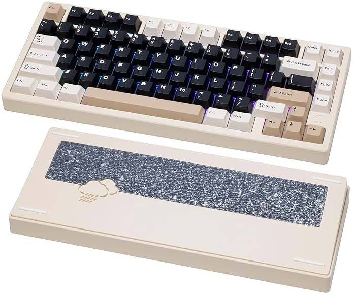 KEEBMONKEY WOBKEY Rainy 75 CNC Aluminum HMX/JWK/Cocoa Switches Triple-Mode Connectivity Mechanical Keyboard with Superior Acoustics, RGB/FR4/Silver SUS304/7000mAh/Cocoa Switch (Pro - White) - Product Image