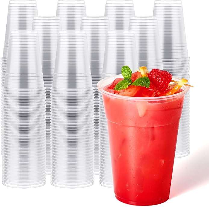 JOLLY CHEF ππππ ππππ€ 16 oz Clear Plastic Cups,Disposable Cups Drinking Cups for Ice Coffee,Milkshake, Cold Drinks - Image 1