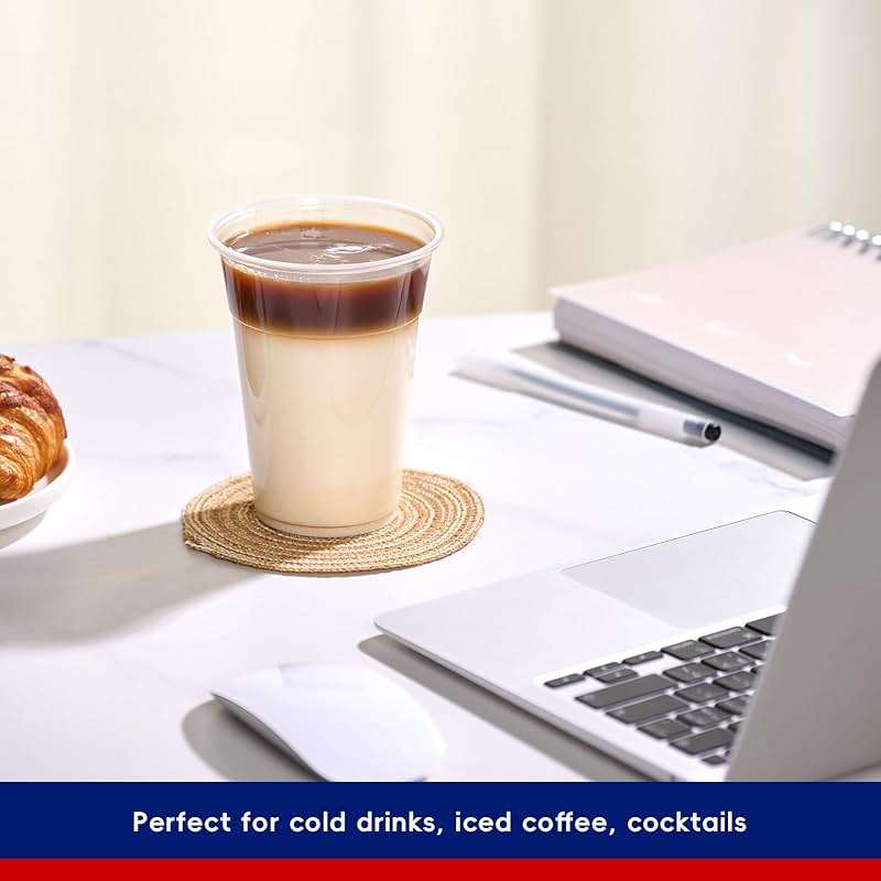 JOLLY CHEF ππππ ππππ€ 16 oz Clear Plastic Cups,Disposable Cups Drinking Cups for Ice Coffee,Milkshake, Cold Drinks - Image 4