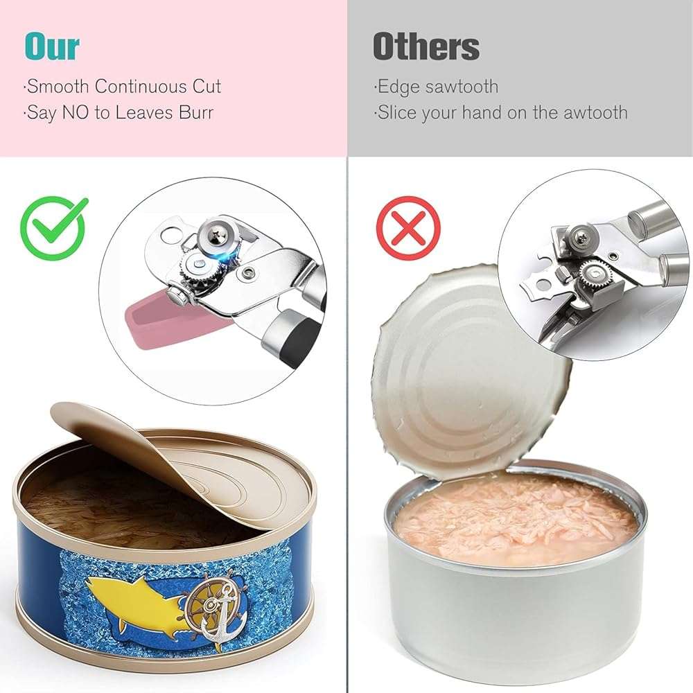 Can Opener,Professional 3-In-1 Multifunctional Manual Can Openers Bottle Opener,Kitchen Durable Stainless Steel Heavy Duty Can Opener Smooth Edge for Kitchen Seniors Friendly - Image 3