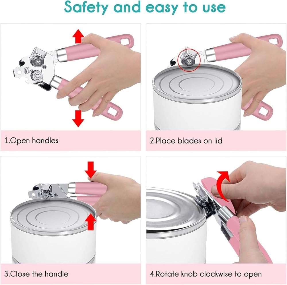 Can Opener,Professional 3-In-1 Multifunctional Manual Can Openers Bottle Opener,Kitchen Durable Stainless Steel Heavy Duty Can Opener Smooth Edge for Kitchen Seniors Friendly - Image 7