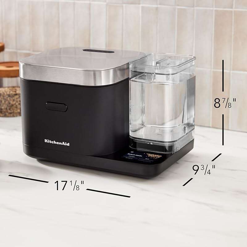 KitchenAid Grain and Rice Cooker 8 Cup with Automatically Sensing Integrated Scale + Water Tank, KGC3155, Black Matte - Image 2