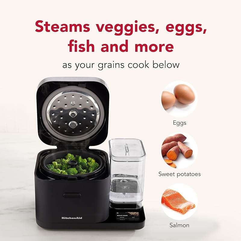 KitchenAid Grain and Rice Cooker 8 Cup with Automatically Sensing Integrated Scale + Water Tank, KGC3155, Black Matte - Image 5