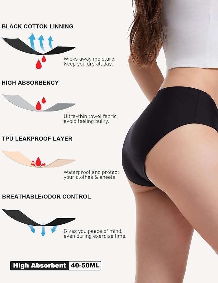 EcoPeriod Period Underwear for Women Heavy Flow Leakproof Menstrual Underwear Seamless Period Panties - Image 2