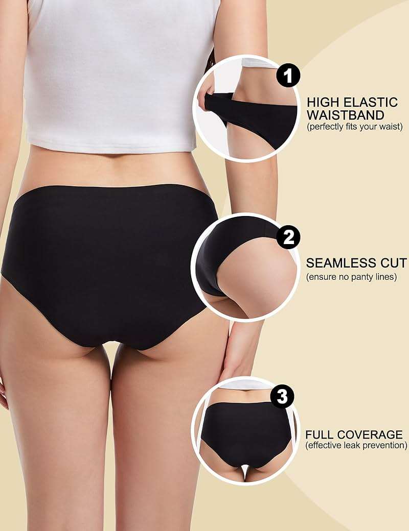 EcoPeriod Period Underwear for Women Heavy Flow Leakproof Menstrual Underwear Seamless Period Panties - Image 3