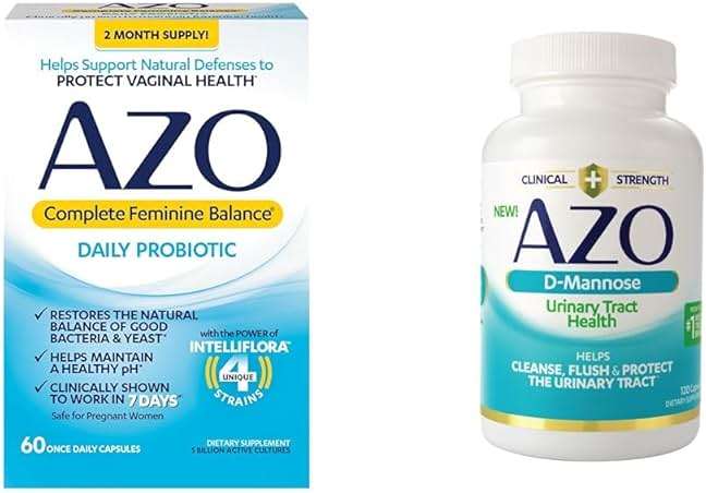 AZO Complete Feminine Balance Daily Probiotics for Women & D Mannose Urinary Tract Health, Cleanse, Flush & Protect The Urinary Tract - Image 1