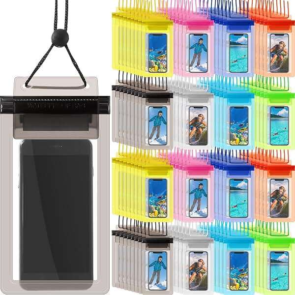 Shinylin 200 Pcs Universal Waterproof Phone Pouch Bulk Waterproof Cellphone Case Underwater Snorkeling Dry Bag Case Lanyard Clear Phone Protector for Beach Swimming Floating, 6.69 x 3.15 Inch - Image 1