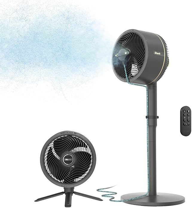 Shark FlexBreeze Fan, Indoor & Outdoor Oscillating Cooling Fan, Floor & Tabletop, Portable Cordless & Corded, Bedroom, Office & Patio Fan, InstaCool Misting Attachment & Remote, Grey, FA222 - Product Image