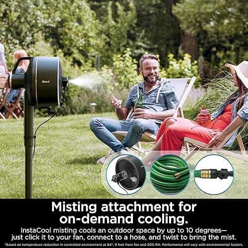 Shark FlexBreeze Fan, Indoor & Outdoor Oscillating Cooling Fan, Floor & Tabletop, Portable Cordless & Corded, Bedroom, Office & Patio Fan, InstaCool Misting Attachment & Remote, Grey, FA222 - Image 11
