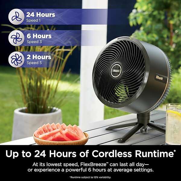 Shark FlexBreeze Fan, Indoor & Outdoor Oscillating Cooling Fan, Floor & Tabletop, Portable Cordless & Corded, Bedroom, Office & Patio Fan, InstaCool Misting Attachment & Remote, Grey, FA222 - Image 10