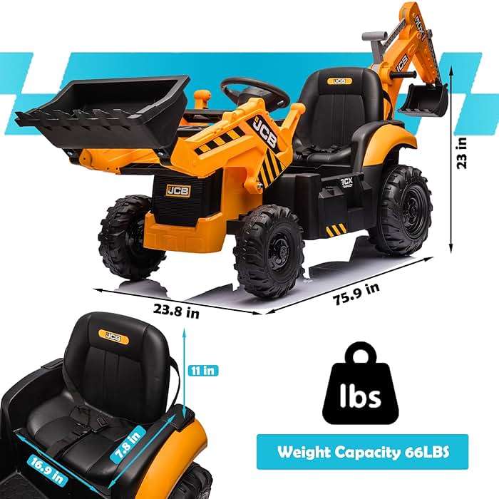 NEECHIPRO 24V 3 in 1 Ride on Tractor, Excavator & Bulldozer for Kids, Licensed JCB Electric Vehicle w/Remote Control, Front Loader Shovel, Digger, 400W Motor Battery Powered Ride on Car (Yellow) - Image 3