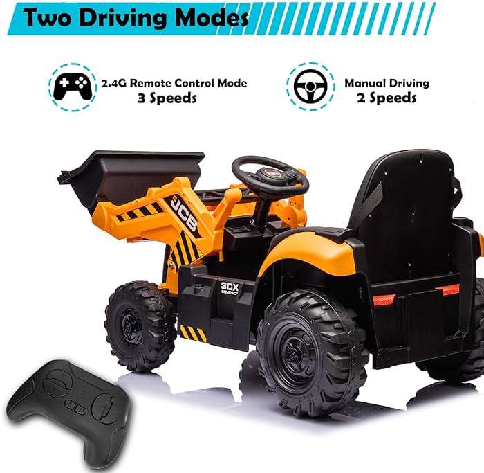 NEECHIPRO 24V 3 in 1 Ride on Tractor, Excavator & Bulldozer for Kids, Licensed JCB Electric Vehicle w/Remote Control, Front Loader Shovel, Digger, 400W Motor Battery Powered Ride on Car (Yellow) - Image 5