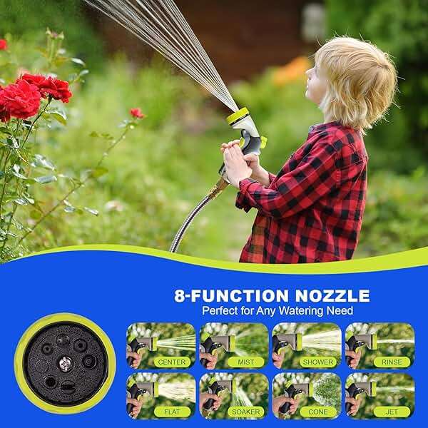 Holldoor Metal Garden Hose 50 ft – 304 Stainless Steel Water Hose with Nozzle Sprayer, Garden Hoses Flexible, Lightweight, No Kink, Heavy Duty for Outdoor (50 ft) - Image 2